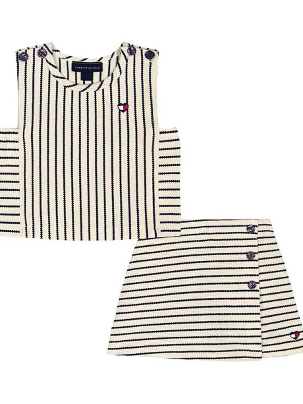 Tommy Hilfiger Popcorn Pique Striped Top and Wrap Skort, 2-Piece Set 4T